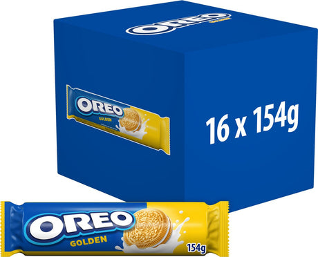 Oreo złote ciasteczka z nadzieniem waniliowym - pudełko 16 x 154g - ciasteczko w podróży - opakowania na bułki