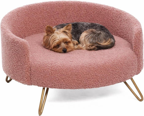 Legowisko dla psa Flamingo – sofa pies – sofa kot – dizco okrągły róż – 51 x 50 x 30,5 cm – metalowe nogi