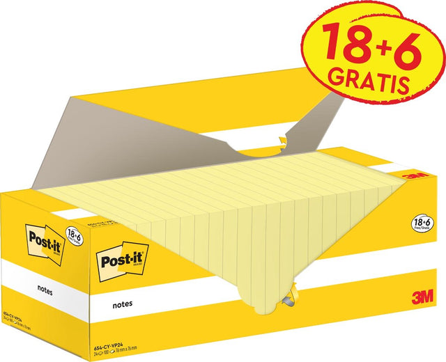 Bloczek samoprzylepny Post-it 3m 654-cy 76x76mm żółty pakiet wartościowy