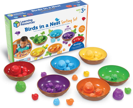 Materiały do nauki ptaki w zestawie do sortowania gniazd - 3+