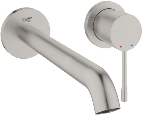 Grohe Essence New ścienna bateria umywalkowa do zabudowy - jednostka podtynkowa - bez jednostki podtynkowej - długa wylewka - superstal - oszczędzanie wody
