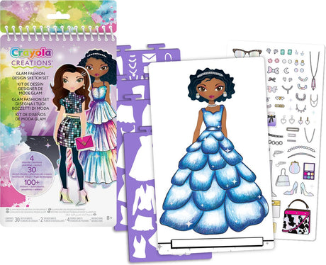 Crayola - kreacje - kolorowanka - zestaw glam fashion - zestaw do rysowania z szablonami i naklejkami dla dzieci
