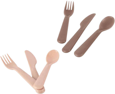 Zestaw sztućców Dantoy dla niemowląt z bioplastiku, mokka piaskowa, 6 szt., zrównoważony.