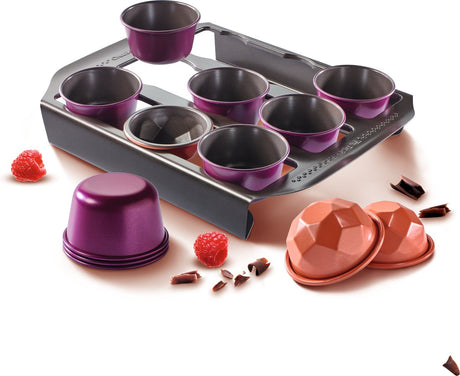 Zestaw foremek do pieczenia Ottosimon Tefal Creabake fioletowy 12 sztuk, metal.