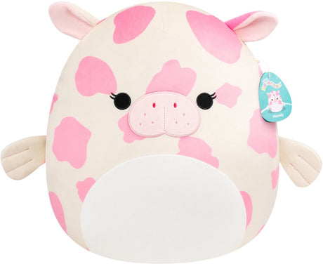 Squishmallows - duży pluszowy mondy 40cm - jaskraworóżowa i biała krowa morska