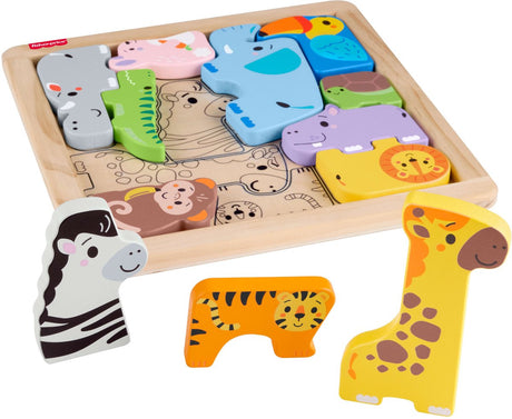 Drewniane puzzle ze zwierzętami Fisher Price
