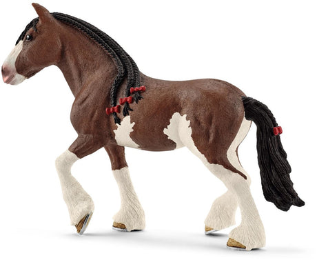 Figurka zabawkowa klaczy Clydesdale firmy Schleich Farm World - realistyczny koń.