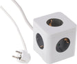 Q-link stekkerdoos - cube - 5-voudig - randaarde - 3 x 1.5 mmâ² - 1.5 m - wit grijs