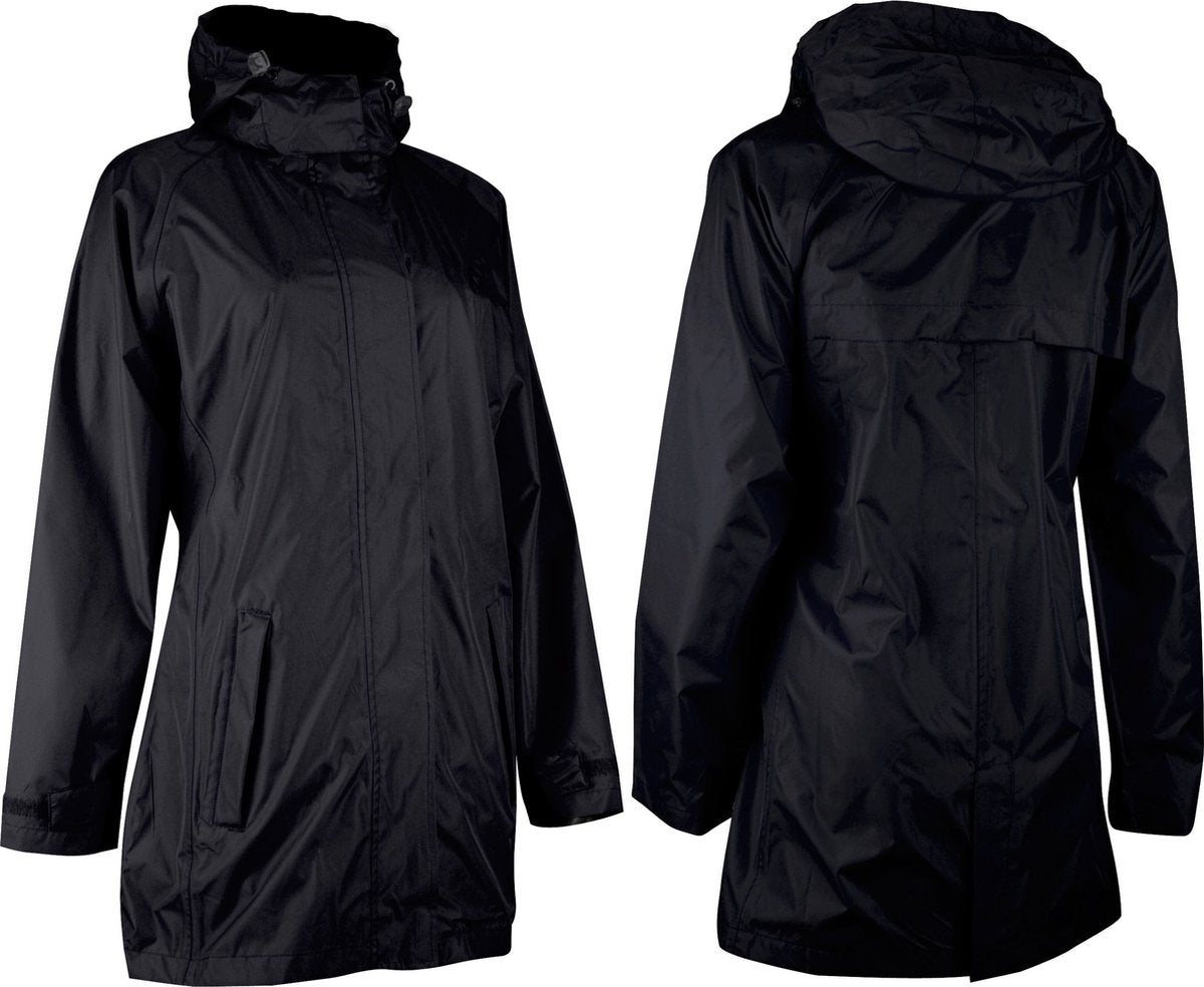 Ralka waterdichte regenjas lang model - dames zwart aqua - maat 42