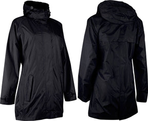 Ralka waterdichte regenjas lang model - dames zwart aqua - maat 42