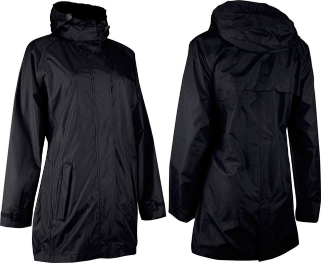 Ralka waterdichte regenjas lang model - dames zwart aqua - maat 42