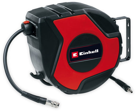 Bęben na wąż sprężonego powietrza Einhell tc-ph 150 - długość węża 15 m + wąż przyłączeniowy 1,5 m - średnica wewnętrzna węża 9 mm - max. ciśnienie robocze 16 bar - w tym. wspornik ścienny