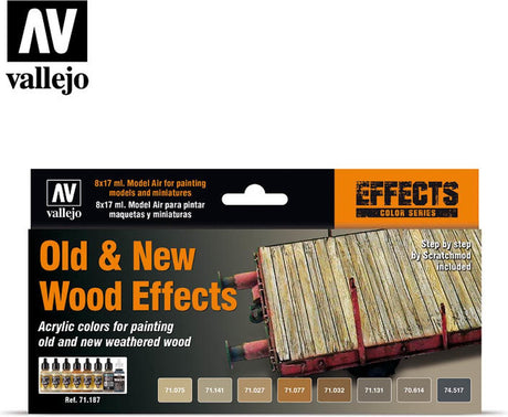 Farba akrylowa Vallejo hobby paint - 71187 stara - nowa efekty drewna - zestaw akrylowy zestaw farb - 8x 17 ml