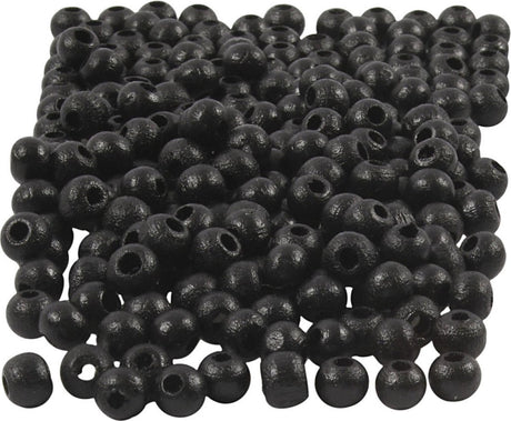 Koraliki drewniane firmy Creativ cc 5 mm czarne 150 sztuk