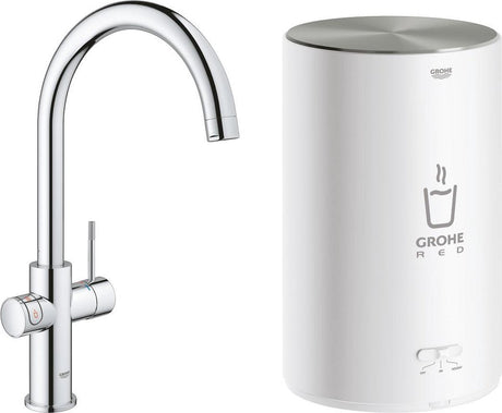 Grohe czerwony kompaktowy kran z wrzącą wodą 3 w 1 - wylewka C - bojler 4l - chrom