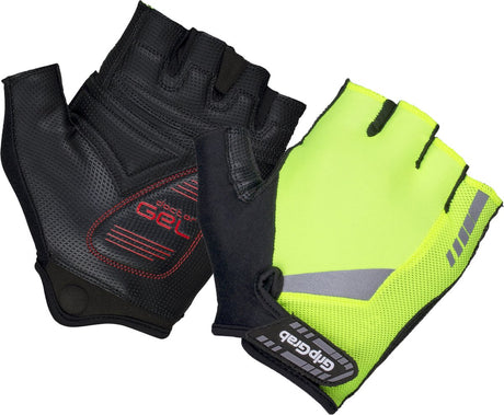 Gripgrab - progel wyściełane krótkie rękawiczki rowerowe na lato rękawiczki rowerowe z wyściółką - żółte odblaskowe - unisex - rozmiar XL