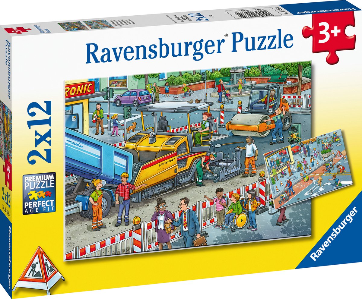 Puzzle Ravensburger działają w drodze - dwie układanki - 12 elementów - puzzle dla dzieci