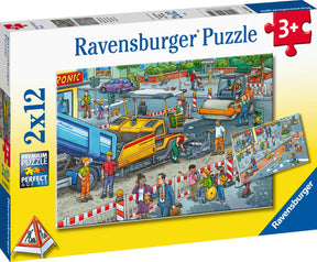 Puzzle Ravensburger działają w drodze - dwie układanki - 12 elementów - puzzle dla dzieci