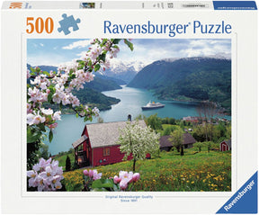 Puzzle Ravensburger skandynawska idylla - układanka 500 elementów krajobraz.