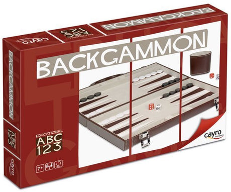 Backgammon Cayro - klasyczna gra strategiczna w walizce Polipiel - plansza do gry 47x36 cm - 30 żetonów, kostka i 5 kostek - 2 graczy - od 7 lat - kolekcja