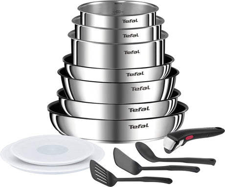 Tefal ingenio Emotion on - zestaw patelni - 13 szt. - indukcja - możliwość układania w stosy - zdejmowany uchwyt - oszczędność miejsca