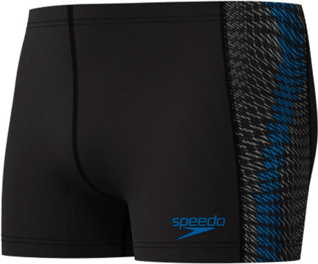 Speedo end+ tech panel aquashort heren - chloorbestendige zwemboxer heren - kleurvaste strakke zwembroek heren - sportzwembroek heren bestand tegen zonnebrandcrème - zwart blauw - s