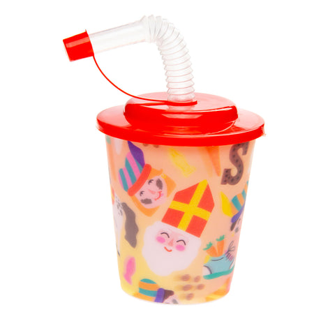 Kubek Duckiez z pokrywką i słomką Sinterklaas, 12 szt.