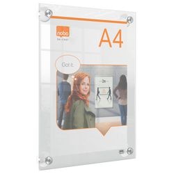 Przenośna ramka plakatowa A4 Nobo premium plus na ścianę - z mocowaniem na przyssawkę - przezroczysty akryl