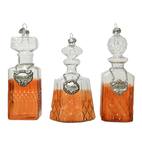 Decoris Świąteczna zawieszka szklana butelka na napoje 6,3x6,3x12,3cm 3 różne kolory