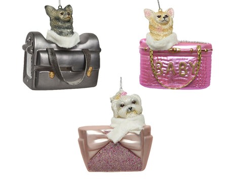 Decoris Ozdoba świąteczna piesek w torbie 10x5,5cm
