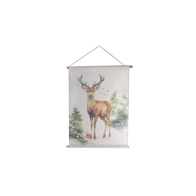 Wandversiering christmas deer stof 76x97x2,5cm