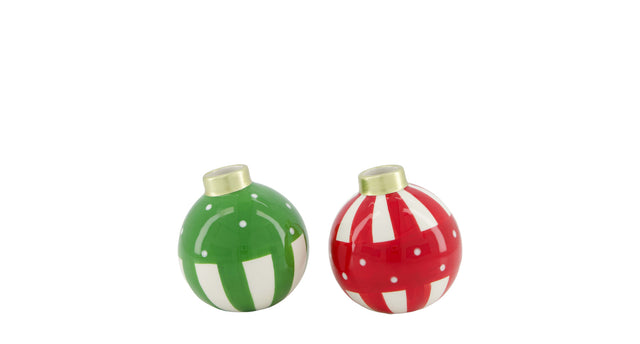 Vase christmas ball ceramic 9.4x9.4x10.1cm red green assortie