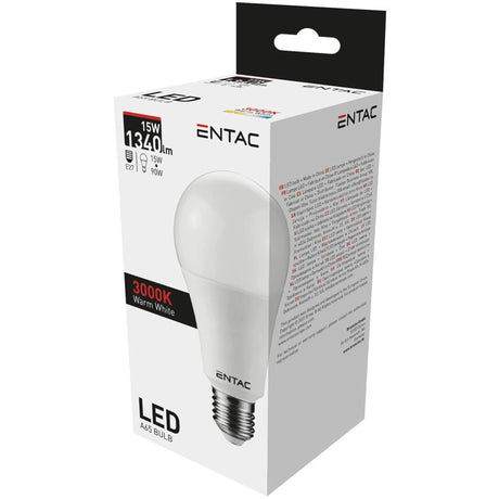 Lampa LED Entac 15w - oprawka E27, 3000 kelwinów ciepłobiała, 1340 lumenów