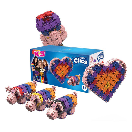 Clics nano – k3 builders 190 elementów – klocki 5 w 1 – zabawki wykonane w 100% z plastiku pochodzącego z recyklingu – zabawki 8, 9, 10, 11, 12 lat – zabawki konstrukcyjne