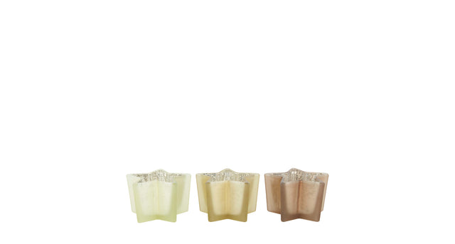 Tealight holder star glass 10.5x10.5x6.5cm 3 mixed brown