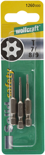 Wolfcraft bit-set | torx® met boring | maat 7, 8, 9 | 3-delig - 1260000