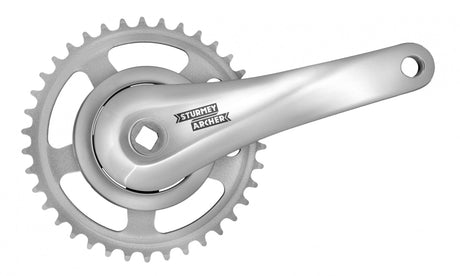 SUNRACE CRANKET 38T, długość korby 170 mm. Srebrny, absolwent, bezkształtny. Pokrywa 95 mm. Głębokość 0 mm