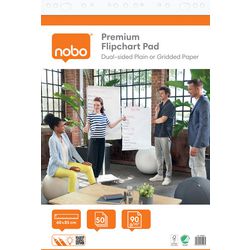 Papier do flipchartów Nobo premium na rolce - 50 arkuszy dwustronnego papieru czystego lub w kratkę - 60x85cm - 90 gramów