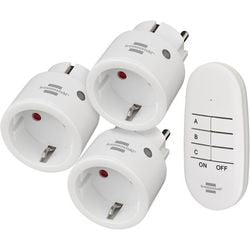 Zestaw bezprzewodowych przełączników Brennerstuhl Comfort-line mini 3+1, 3 mini przełączniki bezprzewodowe (do wnętrz, z pilotem i podwyższoną ochroną przed kontaktem) biały