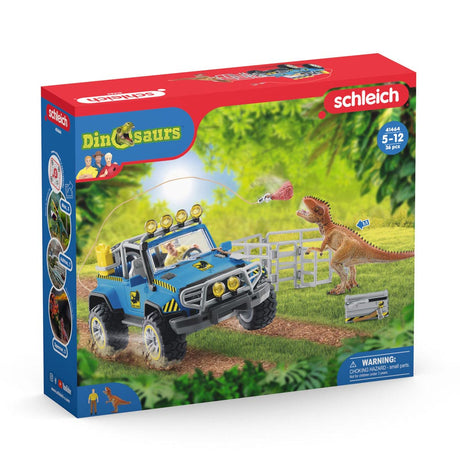 Pojazd terenowy Schleich Dinozaury ze słupkiem ochronnym Dino 41464