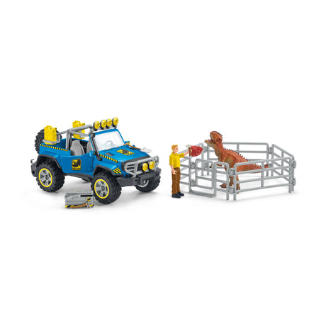 Pojazd terenowy Schleich Dinozaury ze słupkiem ochronnym Dino 41464