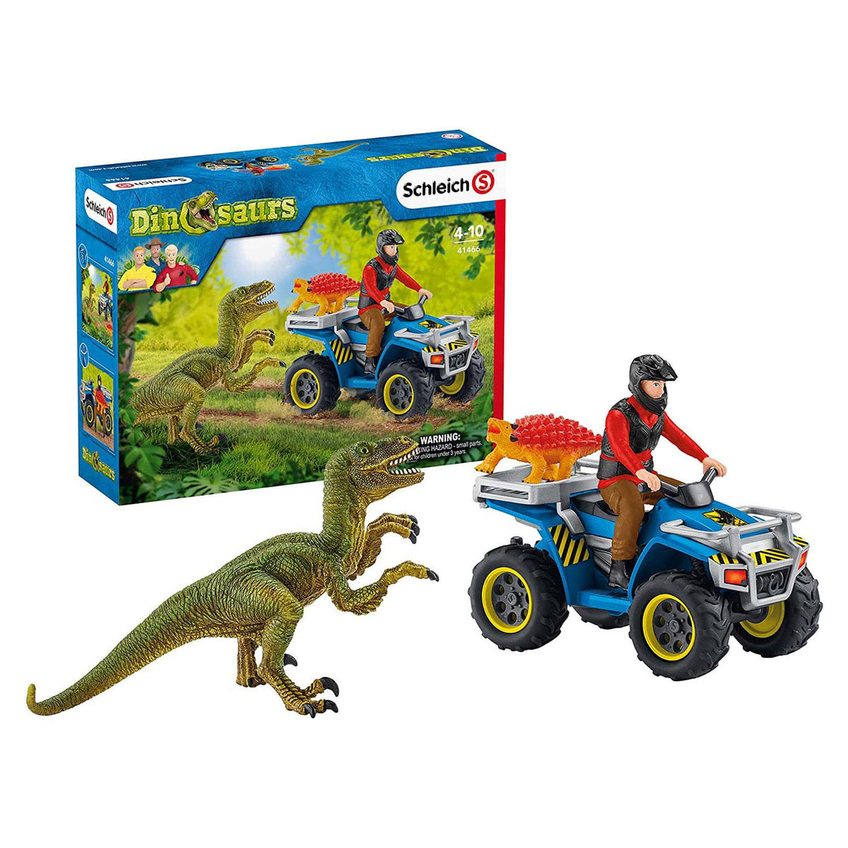 Lot Schleich Dinosaur z Velociraptor na Quad 41466