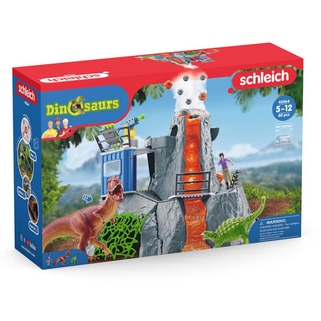 Dinozaur Schleich - wielka wyprawa na wulkan - zabawki dinozaury - zabawki dla dzieci - zabawki dinozaury - t-rex, ankylozaur i wybuchający wulkan - 36 części