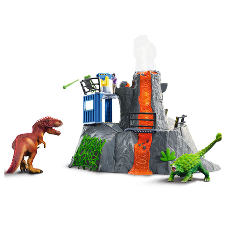 Dinozaur Schleich - wielka wyprawa na wulkan - zabawki dinozaury - zabawki dla dzieci - zabawki dinozaury - t-rex, ankylozaur i wybuchający wulkan - 36 części