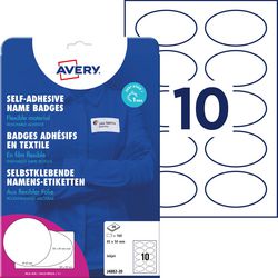 Samoprzylepna plakietka z imieniem firmy Avery. zweckform owalny 85x50mm biały usuwalny 200 etykiet 20 arkuszy do drukarek atramentowych