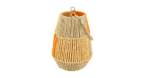 Lantern paper rope with glass 18x18x24cm orange yellow