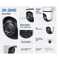 Zewnętrzna kamera bezpieczeństwa Tp-link Tapo C520WS - 2,5K QHD - 360° w poziomie 130° w pionie - Kamera WiFi IP66