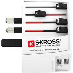 Adapter podróżny Skross World z 2 zintegrowanymi portami USB