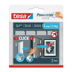 Listwy zasilające Tesa Click, duże paski na rzepy, białe