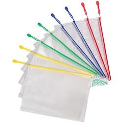 Torba do przechowywania Djois z zamkiem błyskawicznym a4 - 330x240mm - PVC - różne - opakowanie 8 sztuk